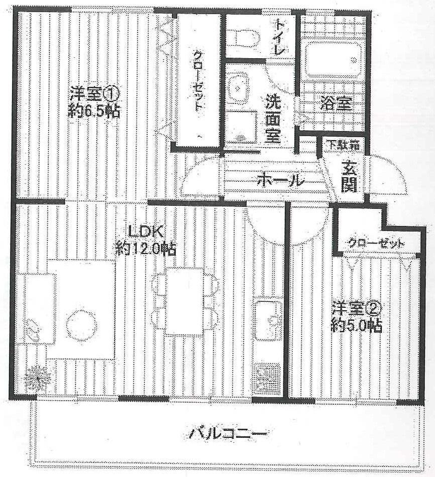 Floor plan. 2LDK, Price 13,900,000 yen, Occupied area 46.54 sq m , Balcony area 8 sq m