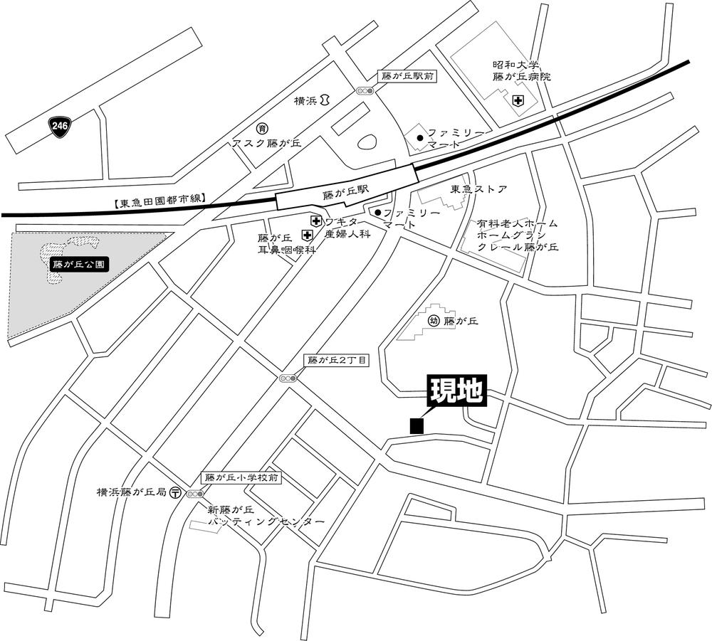 Local guide map. "Fujigaoka" Station 6-minute walk. It is located in a green environment.