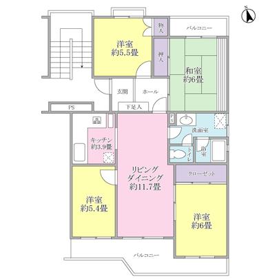 Floor plan. It is southeast facing bright rooms. LD and south Western-style 2 room flooring