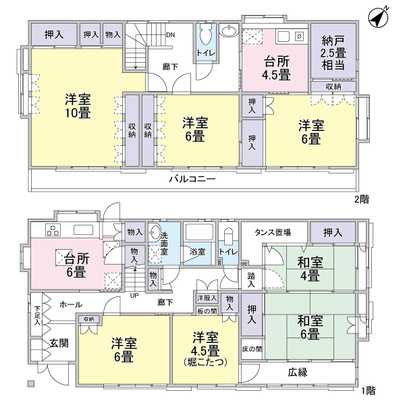 Floor plan. The room has seven rooms. Kitchen is located in two places. 