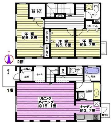 Floor plan. ◎ because of all the living room facing south, Sunshine good