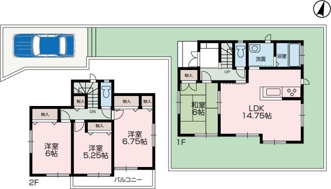 Floor plan. Price 65,800,000 yen, 4LDK, Land area 127.63 sq m , Building area 94.39 sq m