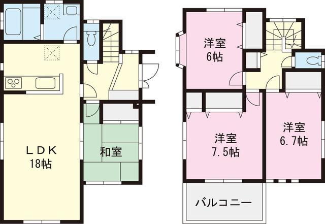 Floor plan. 54,800,000 yen, 4LDK, Land area 163.31 sq m , Building area 101.84 sq m