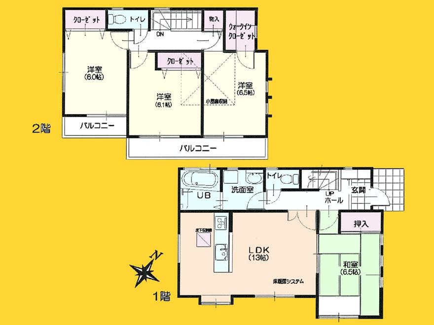 Floor plan. 35,800,000 yen, 4LDK, Land area 121.18 sq m , Building area 90.72 sq m