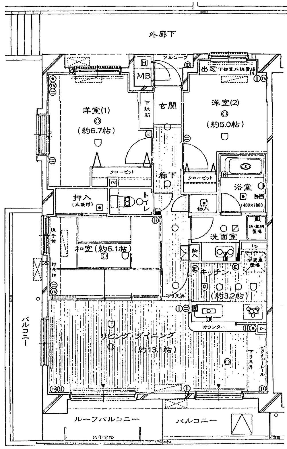Floor plan. 3LDK, Price 33 million yen, Occupied area 74.94 sq m , Balcony area 14.26 sq m