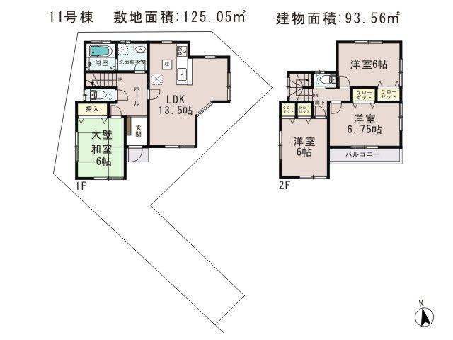 Floor plan. 42,800,000 yen, 4LDK, Land area 125.05 sq m , Building area 93.56 sq m