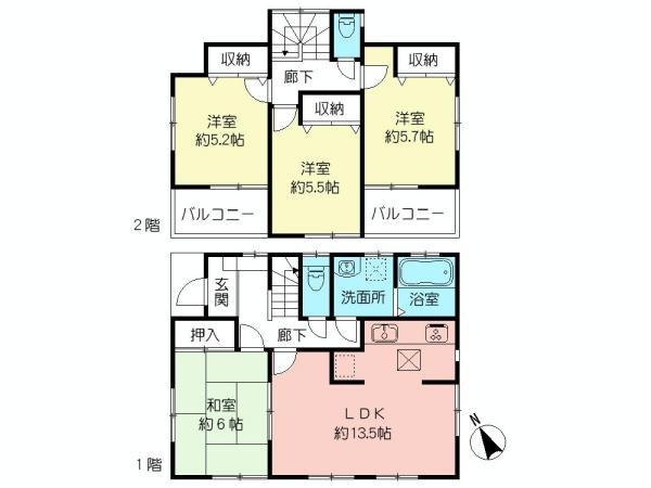 Floor plan. 44,800,000 yen, 4LDK, Land area 110.39 sq m , Building area 87.48 sq m