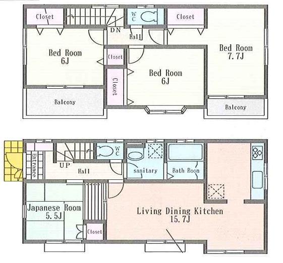 Floor plan. (1 Building), Price 49,800,000 yen, 4LDK, Land area 100.08 sq m , Building area 96.05 sq m