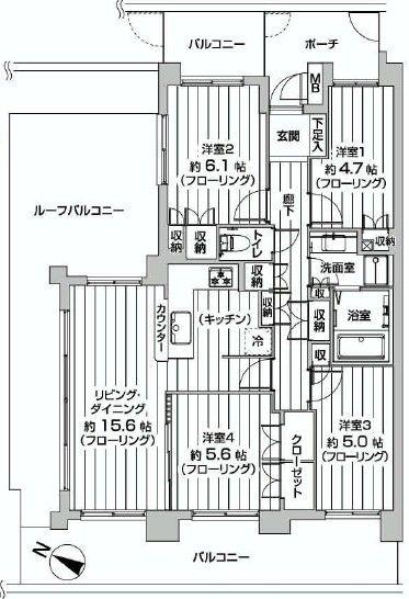 Floor plan. 4LDK, Price 43,800,000 yen, Occupied area 81.09 sq m , Balcony area 18.23 sq m Mato