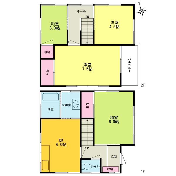 Floor plan. 20.8 million yen, 4DK, Land area 95 sq m , Building area 65.41 sq m