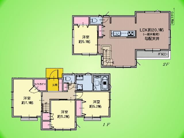 Floor plan. (Building 2), Price 38,800,000 yen, 4LDK, Land area 125.04 sq m , Building area 97.5 sq m