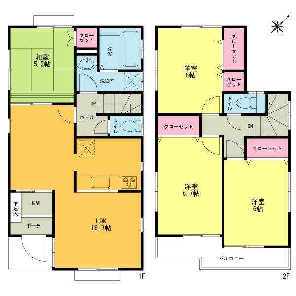 Floor plan. (3 Building), Price 46,800,000 yen, 4LDK, Land area 112.63 sq m , Building area 95.64 sq m