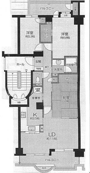 Floor plan. 3LDK, Price 28.8 million yen, Occupied area 76.43 sq m , Balcony area 16.17 sq m Mato