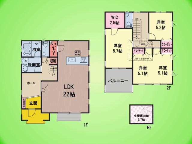 Floor plan. (1 Building), Price 62,800,000 yen, 3LDK+S, Land area 165.3 sq m , Building area 121.58 sq m