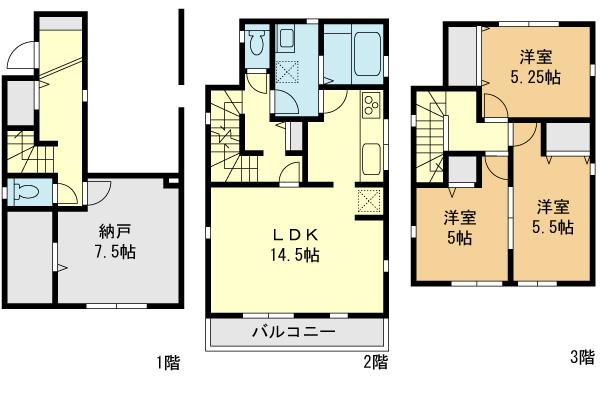 Floor plan. (11 Building), Price 44,800,000 yen, 3LDK+S, Land area 69.09 sq m , Building area 113.44 sq m