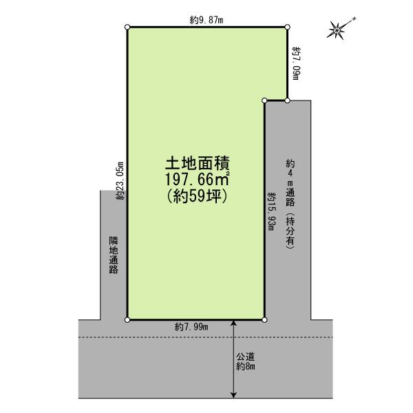 Compartment figure. Land price 54,800,000 yen, It is a land area 197.66 sq m land area of ​​about 59 square meters. 