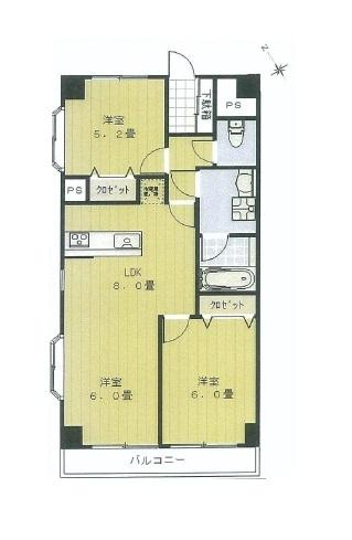 Floor plan. 2LDK, Price 17.8 million yen, Occupied area 56.45 sq m , Balcony area 5.45 sq m