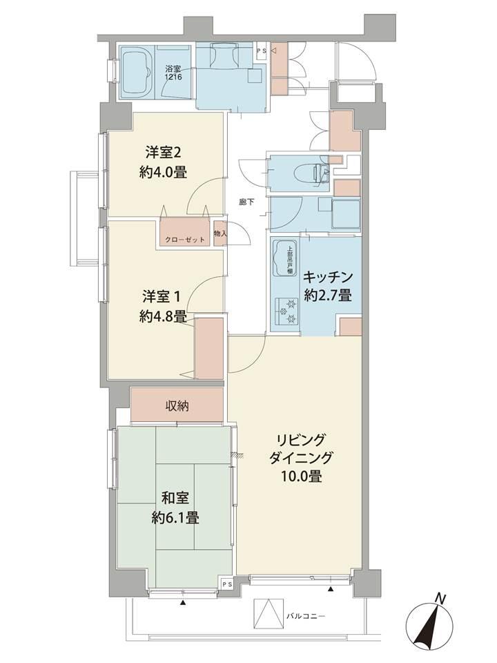 Floor plan. 3LDK, Price 35,880,000 yen, Footprint 68.2 sq m , Balcony area 5.94 sq m