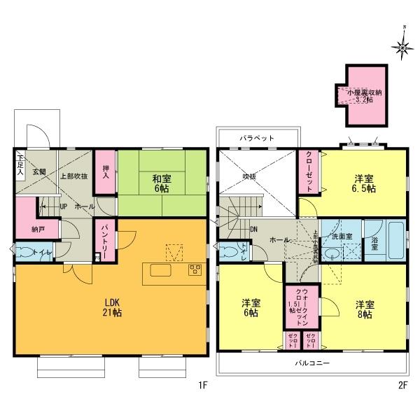 Floor plan. 61,800,000 yen, 4LDK, Land area 177.08 sq m , Building area 120.01 sq m