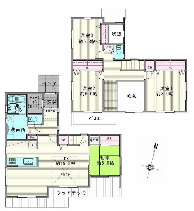 Floor plan. 65,058,000 yen, 4LDK, Land area 183.26 sq m , Building area 115.06 sq m floor plan is the clear 4LDK