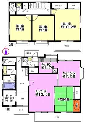 Floor plan. Becoming Mato which arranged the living room and Japanese-style room on the sunny your garden. 