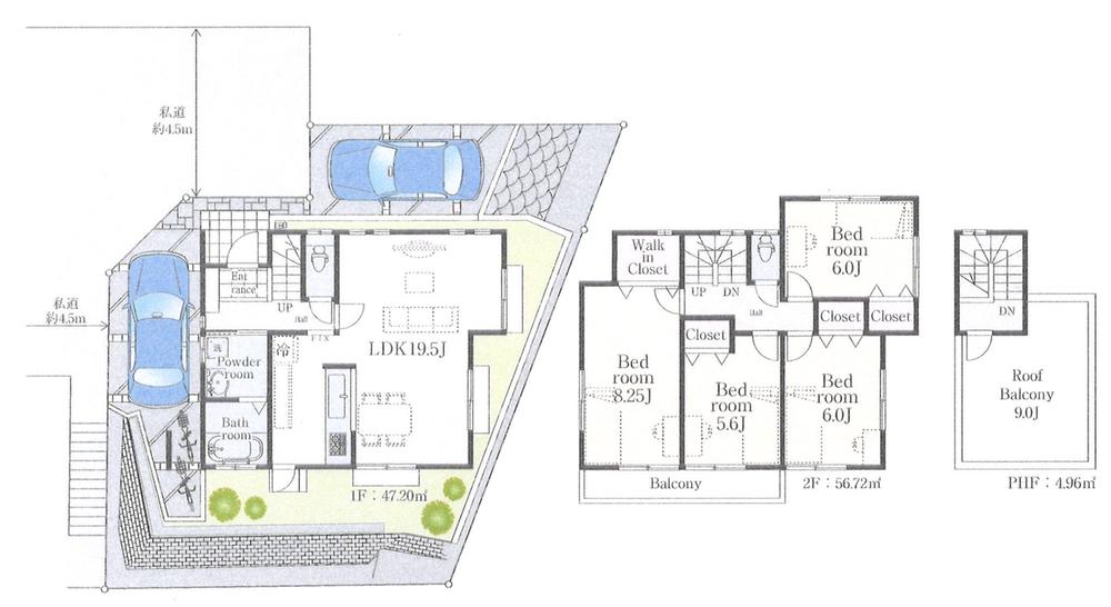 Floor plan. 52,800,000 yen, 4LDK, Land area 132.91 sq m , Building area 108.88 sq m 4LDK + WIC + roof balcony 19.5 Pledge of living-dining kitchen!