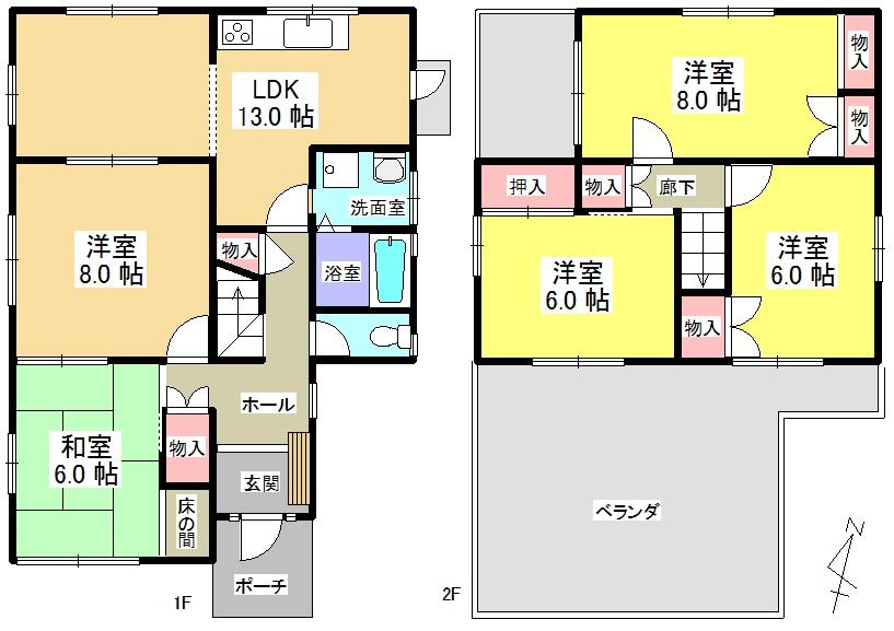 Floor plan. 54,800,000 yen, 5LDK, Land area 189.54 sq m , Building area 112.82 sq m