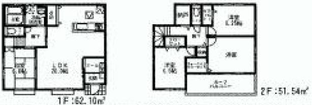 Floor plan. (3 Building), Price 61,800,000 yen, 4LDK, Land area 142.97 sq m , Building area 113.64 sq m