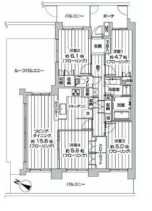 Floor plan. 4LDK, Price 43,800,000 yen, Occupied area 81.09 sq m , Balcony area 18.23 sq m