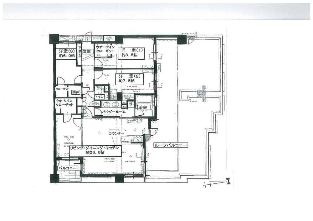 Floor plan. 3LDK, Price 49,500,000 yen, Footprint 111.55 sq m , Balcony area 5.01 sq m 3LDK (111.55m2 of leeway)
