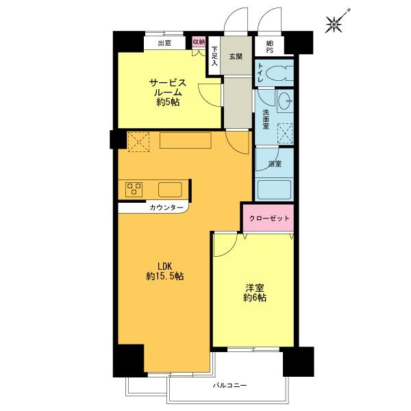 Floor plan. 2LDK, Price 24,800,000 yen, Occupied area 58.26 sq m , Balcony area is 4.95 sq m easy-to-use 2LDK.