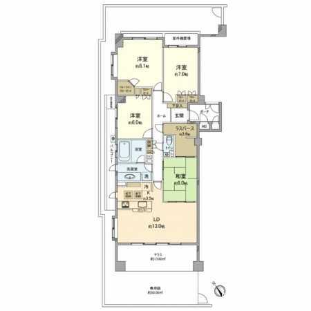 Floor plan. 4LDK, Price 37,800,000 yen, Footprint 101.53 sq m , Balcony area 8.1 sq m lighting good bright rooms.