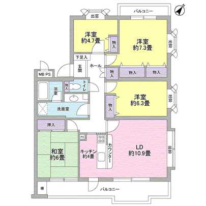 Floor plan. 4LDK type of occupied area 90.72 sq m!