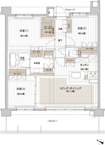 Floor: 3LDK + WIC, the area occupied: 70.1 sq m, Price: TBD