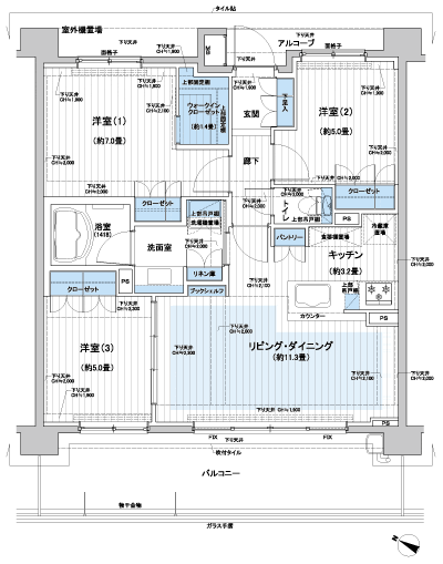 Floor: 3LDK + WIC, the area occupied: 70.1 sq m, Price: TBD