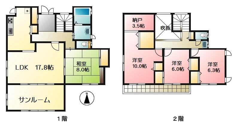 Floor plan. 65,900,000 yen, 4LDK + 2S (storeroom), Land area 209.74 sq m , Building area 152.61 sq m