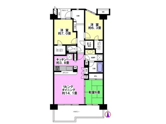 Floor plan. Western-style 2 room with a walk-in closet, There is also a closet about 1 tatami, Storage-rich