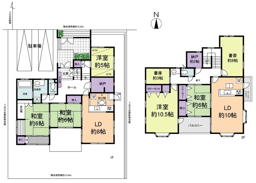 Floor plan. 52,800,000 yen, 3LLDDKK + 2S (storeroom), Land area 226.51 sq m , It is a building area of ​​179.69 sq m LDK separation type of two-family house. Room is not arranged in the south has become a bright space. (3SLDK+3SLDK)