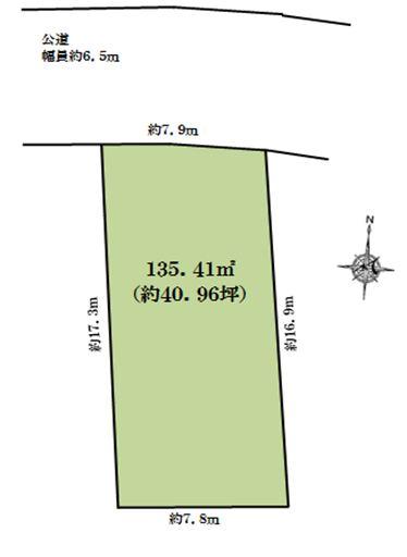 Compartment figure. Land price 42,800,000 yen, Land area 135.41 sq m