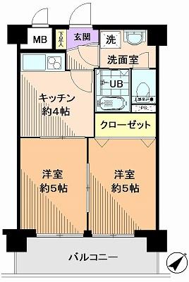 Floor plan. 2K, Price 15.8 million yen, Occupied area 35.28 sq m , Balcony area 7.35 sq m