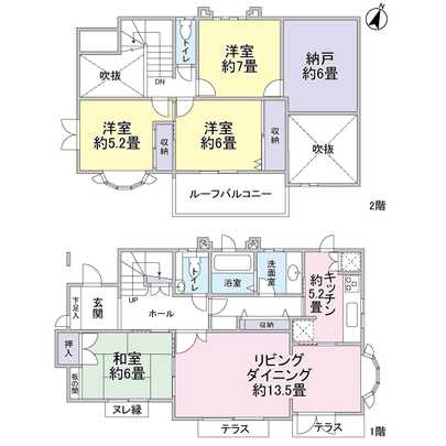 Floor plan. "4LD ・ K + closet type "entrance hall, It provided the atrium to the dining