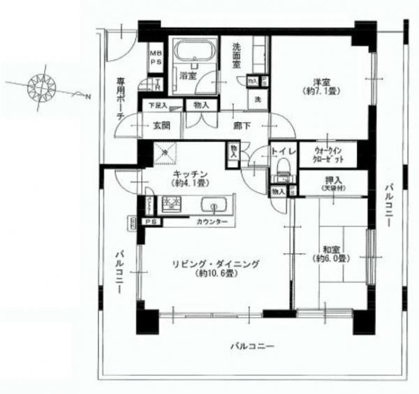 Floor plan. 2LDK, Price 31,900,000 yen, Occupied area 66.04 sq m