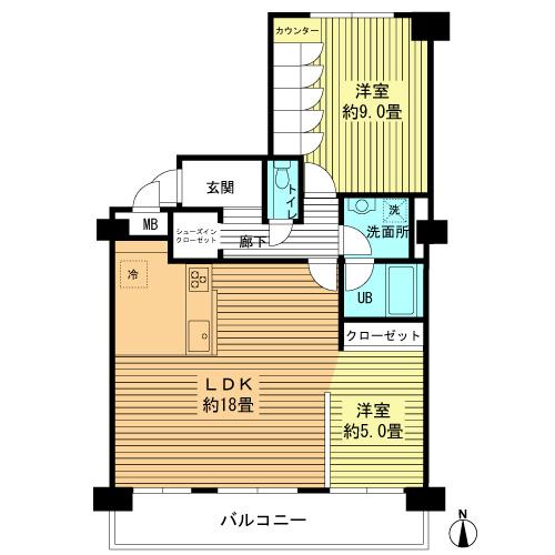 Floor plan. 2LDK, Price 25,800,000 yen, Occupied area 72.51 sq m , Balcony area 11.7 sq m