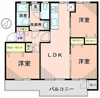 Floor plan. 3LDK, Price 28.8 million yen, Occupied area 65.92 sq m , Balcony area 8.5 sq m