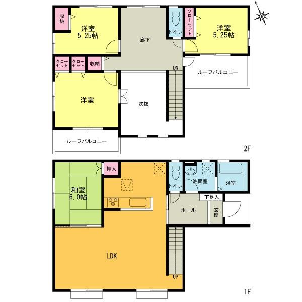 Floor plan. (Building 2), Price 63,800,000 yen, 4LDK, Land area 142.97 sq m , Building area 114.27 sq m