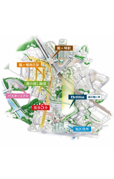 Other. Illustrated map ※ Illustration drawing of planning stage, And the article which was raised to draw on the basis of, In fact a slightly different ※ In the case of green walking route, It will be the 6-minute walk from the train station