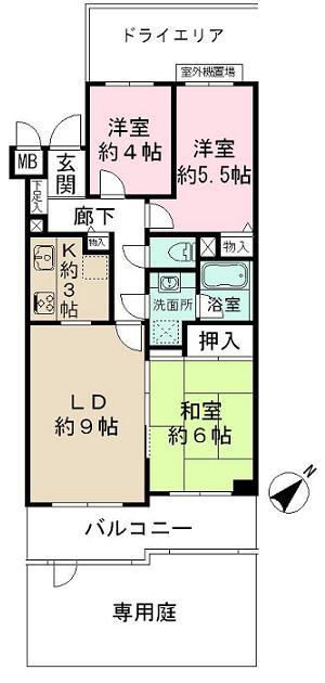 Floor plan. 3LDK, Price 15.5 million yen, Occupied area 62.76 sq m , Balcony area 8.85 sq m