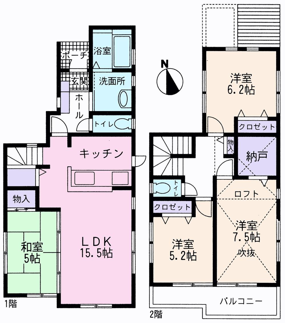 Floor plan. (Building 2), Price 37,958,000 yen, 4LDK, Land area 111.97 sq m , Building area 96.68 sq m
