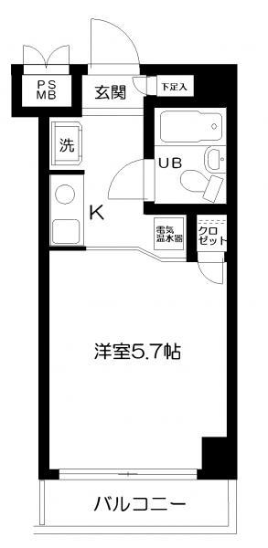 Floor plan. Price 4.4 million yen, Occupied area 16.29 sq m , Balcony area 2.56 sq m
