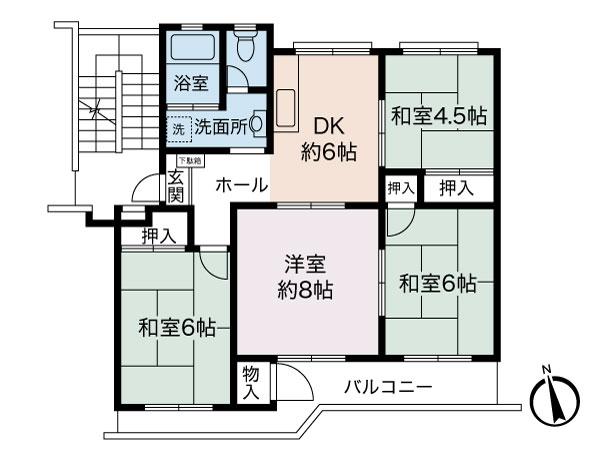 Floor plan. 4DK, Price 8.9 million yen, Footprint 77.9 sq m , Balcony area 8 sq m